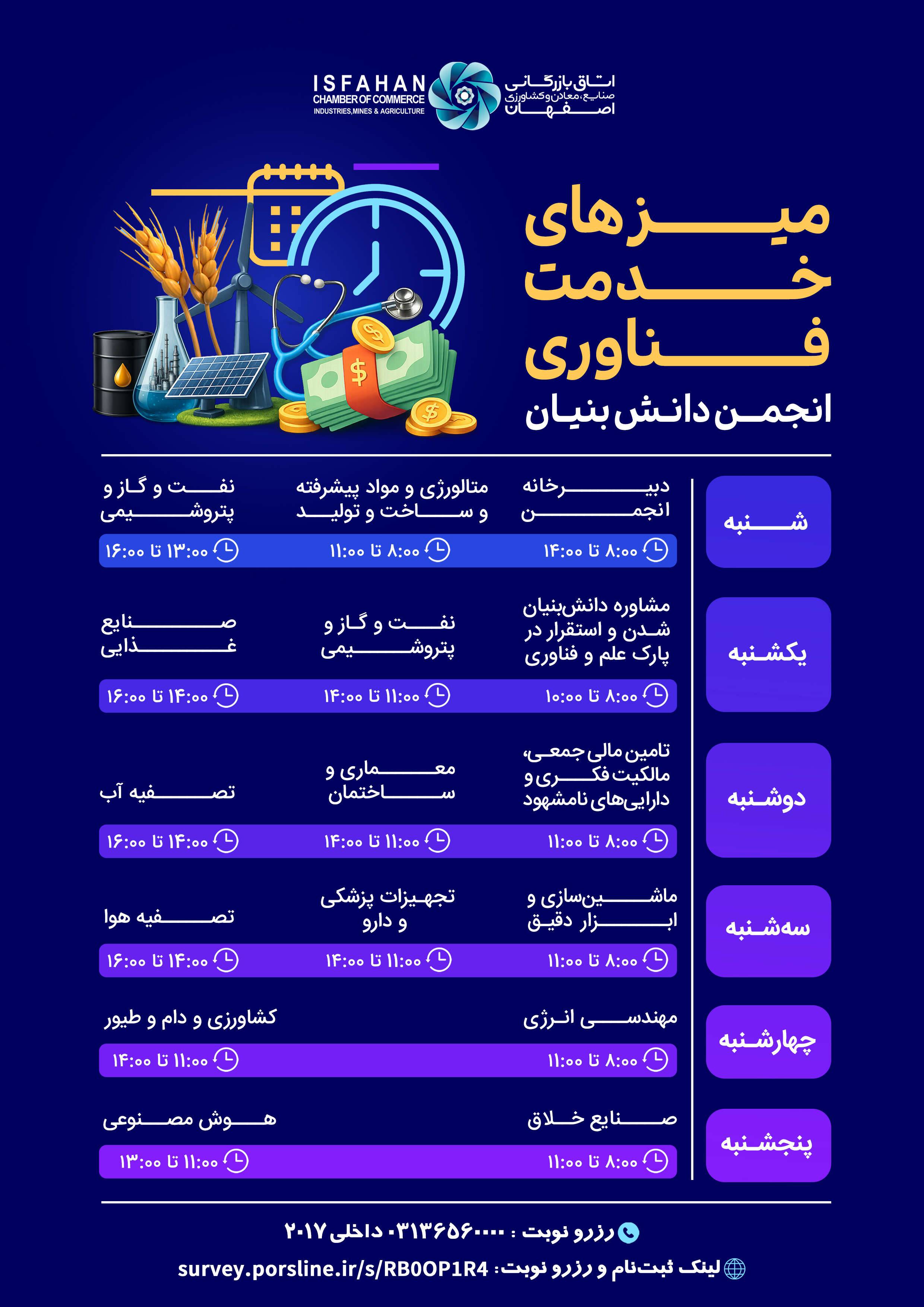 برنامه زمان‌بندی میزهای خدمت‌ فناوری انجمن